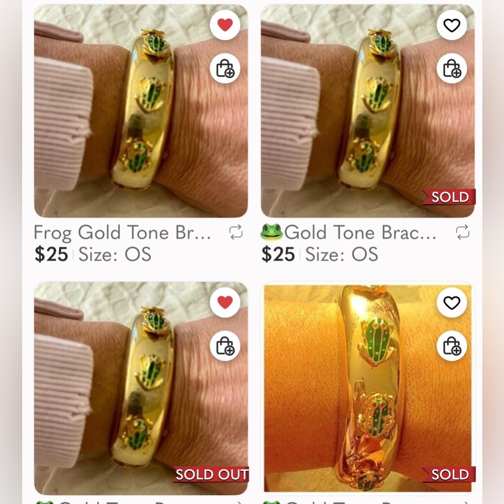Frog Gold Tone Bracelet with Painted Frogs NEW - Picture 13 of 13